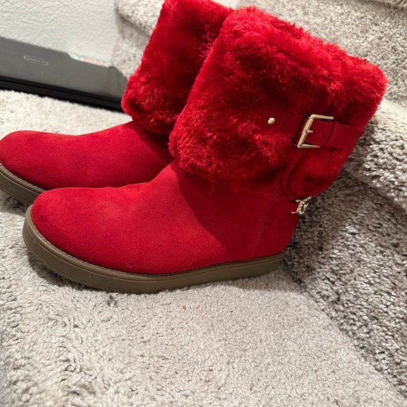 Guess Boots, Red with Faux Fur Top - Picture 3 of 3